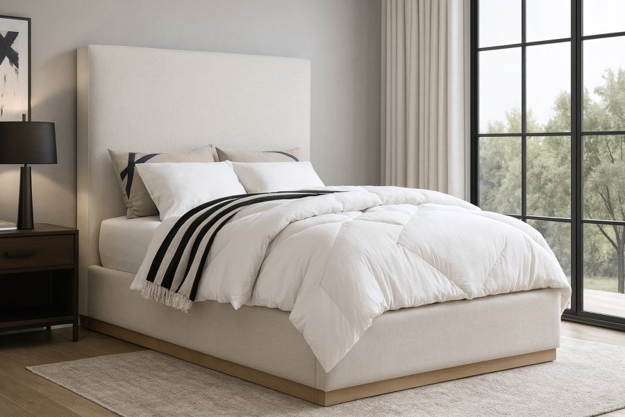 Alfie Linen Textured Fabric Upholstered Bed - Image 2