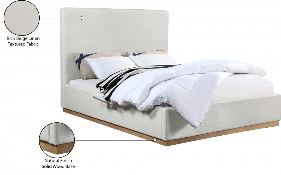 Alfie Linen Textured Fabric Upholstered Bed - Image 9