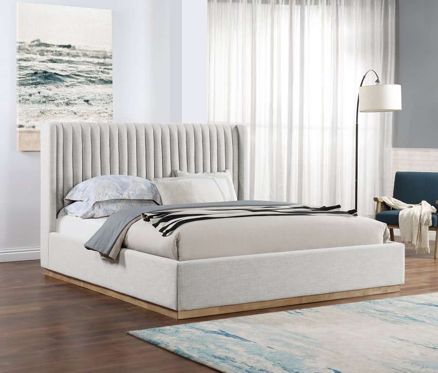 Logan Linen Textured Fabric Upholstered Bed - Image 2