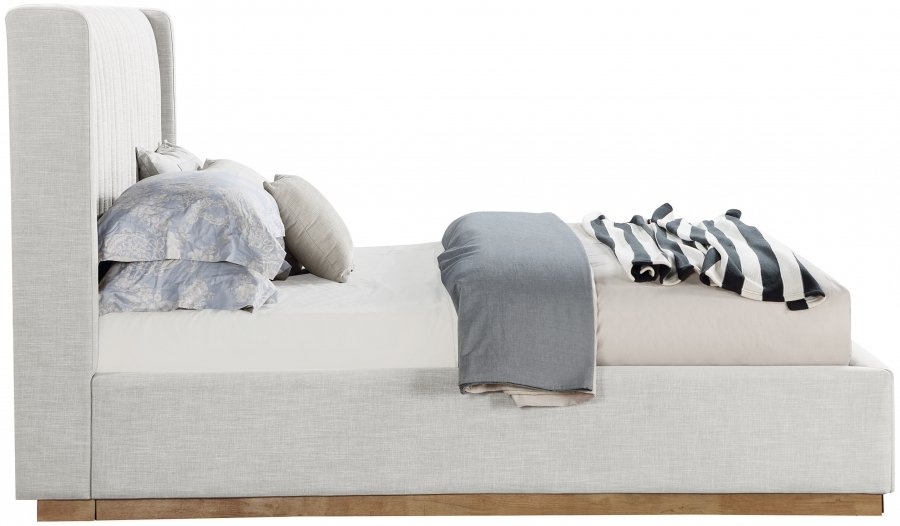Logan Linen Textured Fabric Upholstered Bed - Image 4