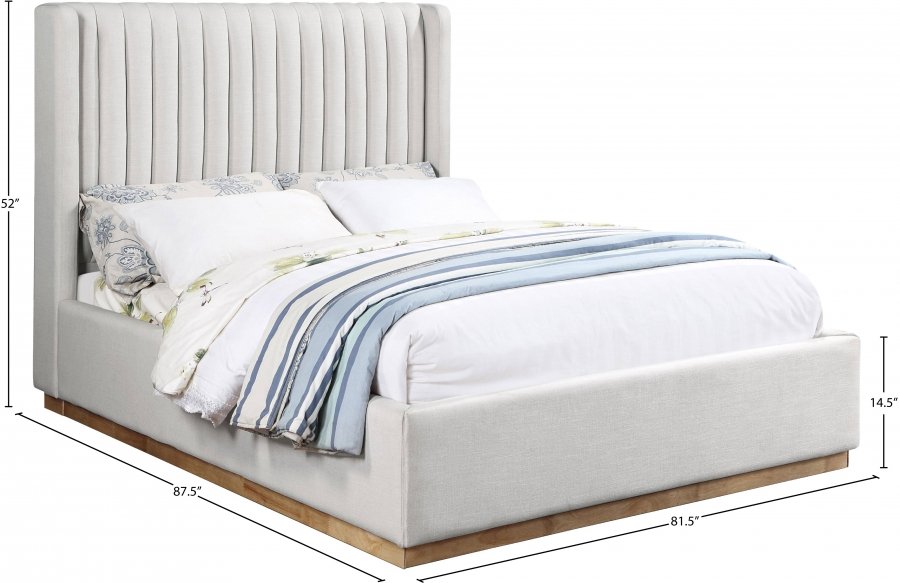 Logan Linen Textured Fabric Upholstered Bed - Image 8