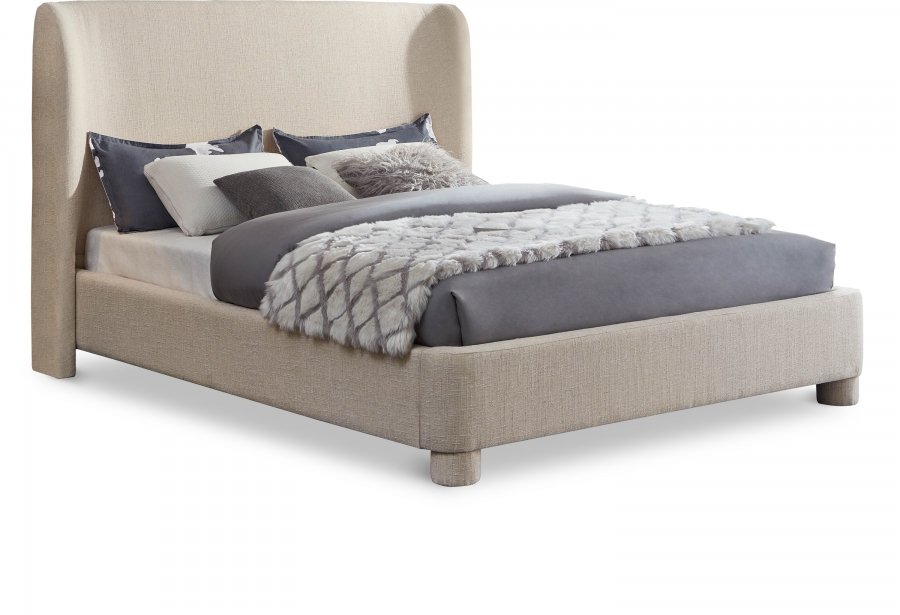 Penny Linen Textured Fabric Upholstered Bed