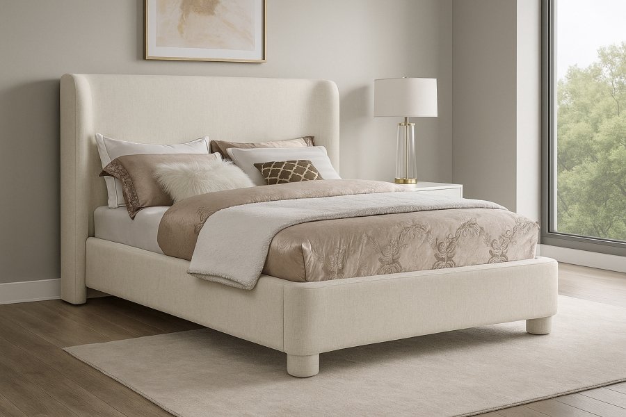 Penny Chenille Fabric Upholstered Bed - Image 2