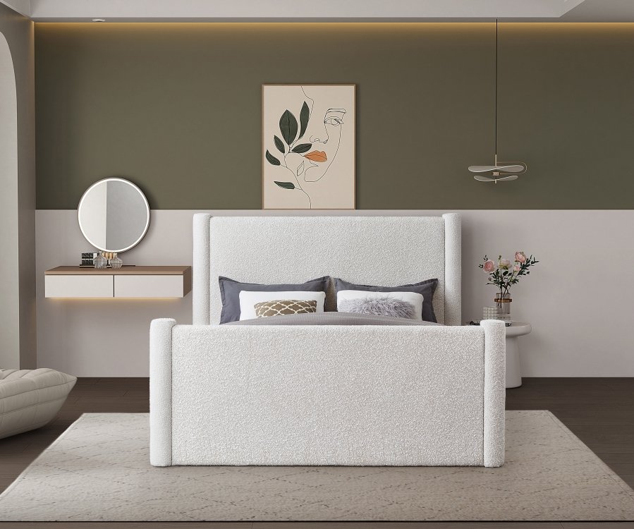 Elias Boucle Fabric Upholstered Bed - Image 4