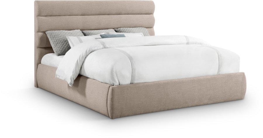 Adam Linen Textured Fabric Upholstered Bed