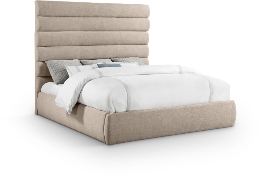 Adam Linen Textured Fabric Upholstered Bed
