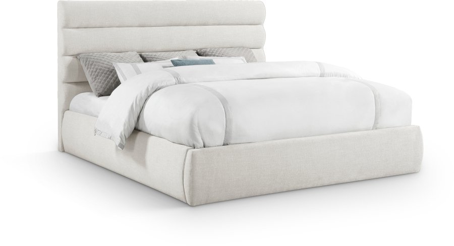 Adam Linen Textured Fabric Upholstered Bed