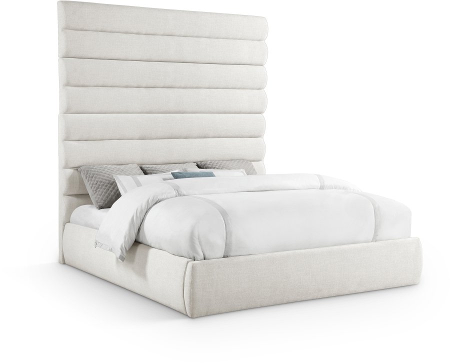 Adam Linen Textured Fabric Upholstered Bed