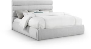 Adam Linen Textured Fabric Upholstered Bed