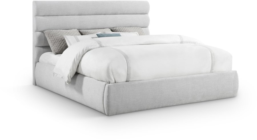 Adam Linen Textured Fabric Upholstered Bed