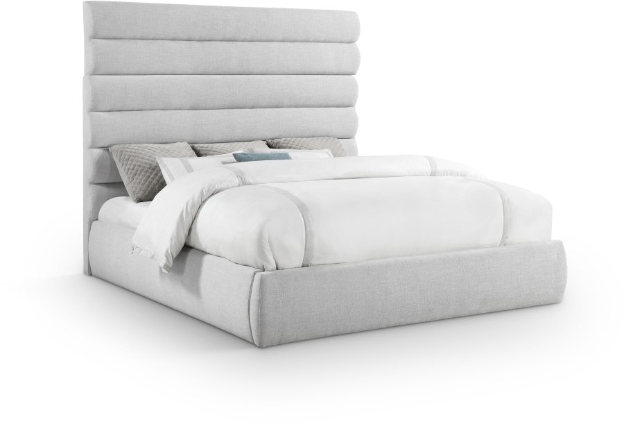 Adam Linen Textured Fabric Upholstered Bed