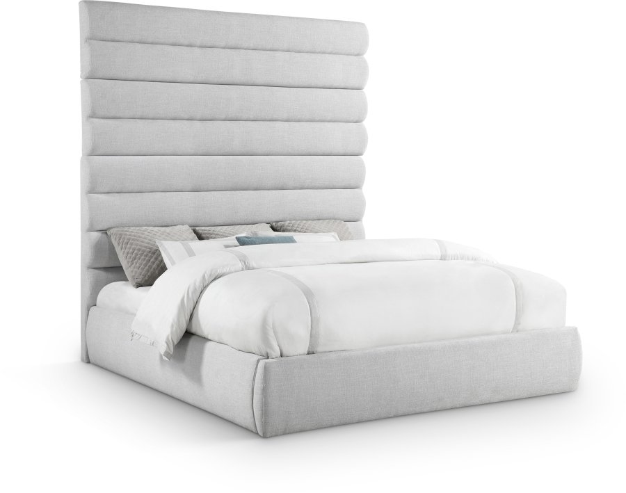 Adam Linen Textured Fabric Upholstered Bed