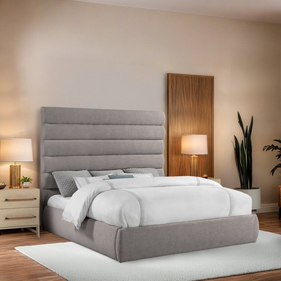 Adam Linen Textured Fabric Upholstered Bed - Image 2