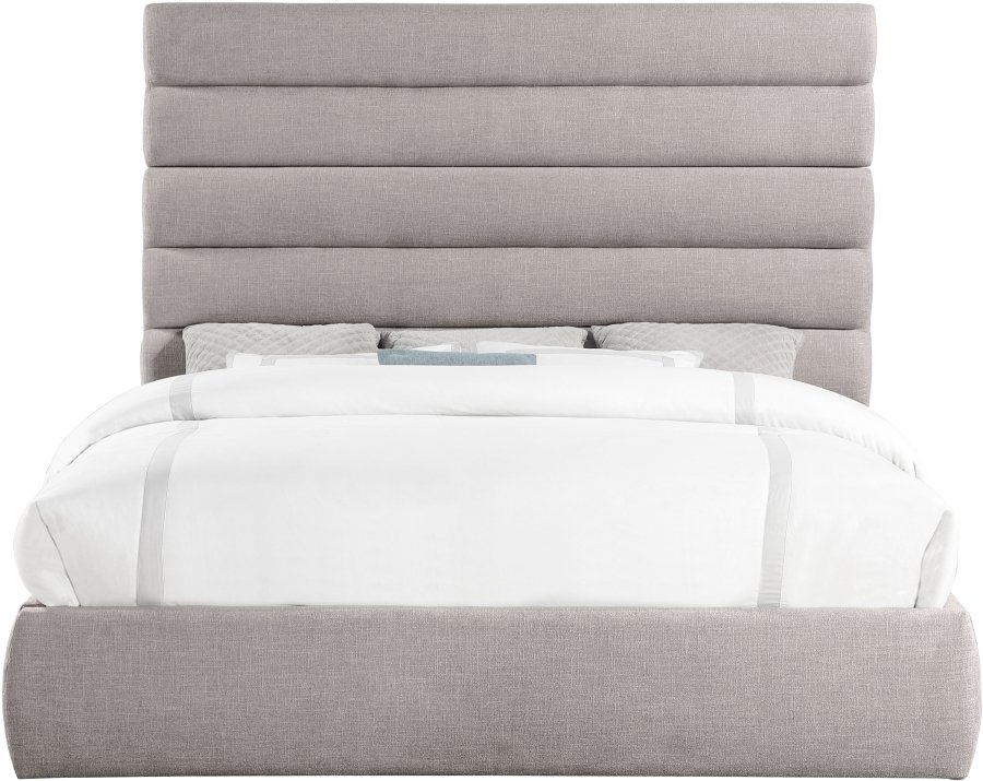 Adam Linen Textured Fabric Upholstered Bed - Image 3