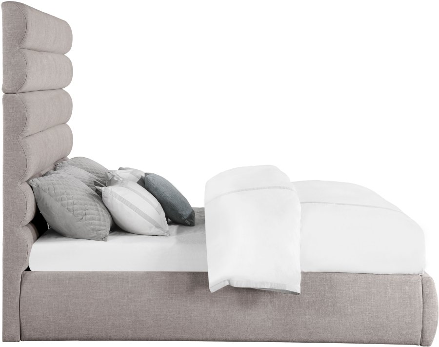 Adam Linen Textured Fabric Upholstered Bed - Image 4