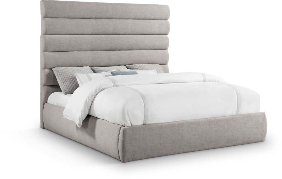 Adam Linen Textured Fabric Upholstered Bed