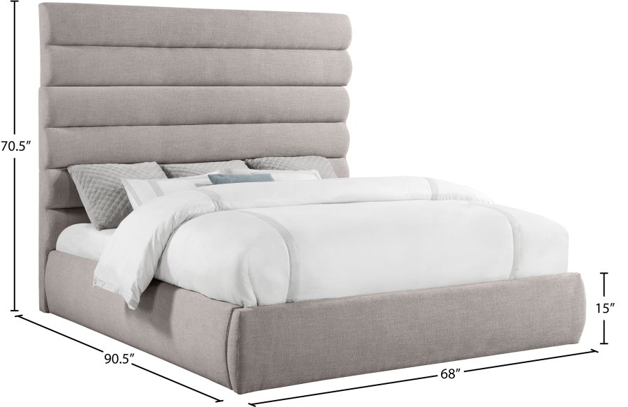 Adam Linen Textured Fabric Upholstered Bed - Image 9