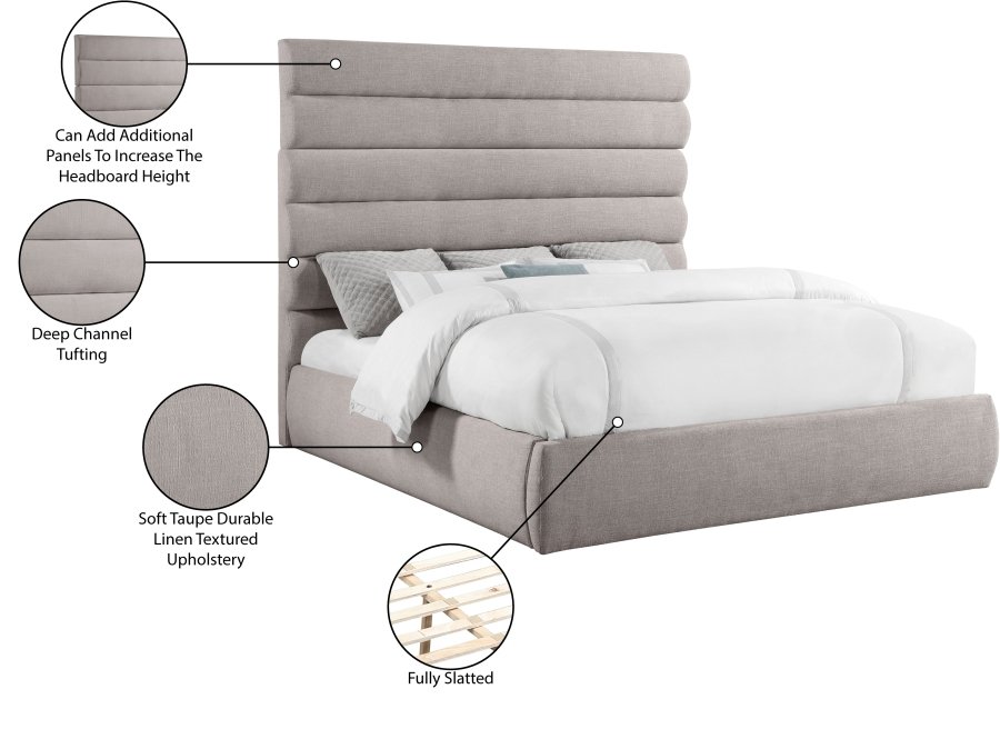 Adam Linen Textured Fabric Upholstered Bed - Image 10