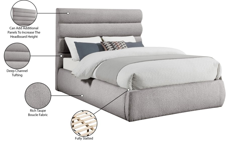 Adam Boucle Fabric Upholstered Bed - Image 10