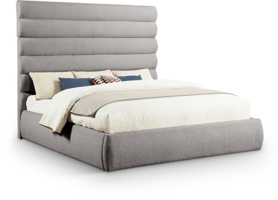 Adam Boucle Fabric Upholstered Bed