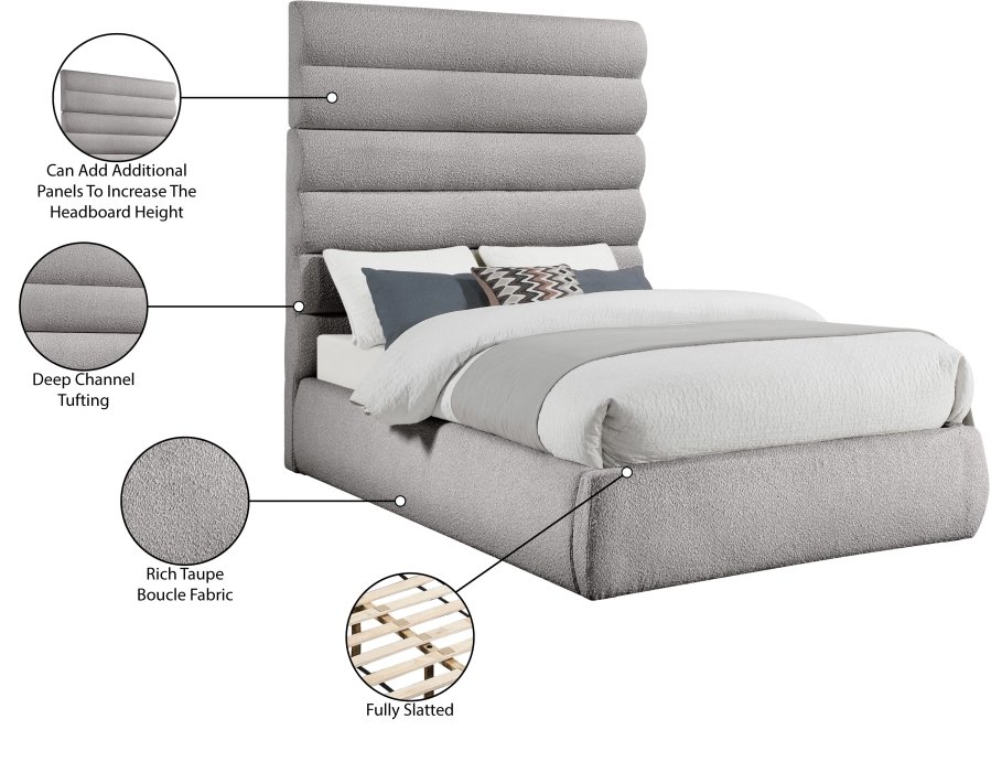 Adam Boucle Fabric Upholstered Bed - Image 10