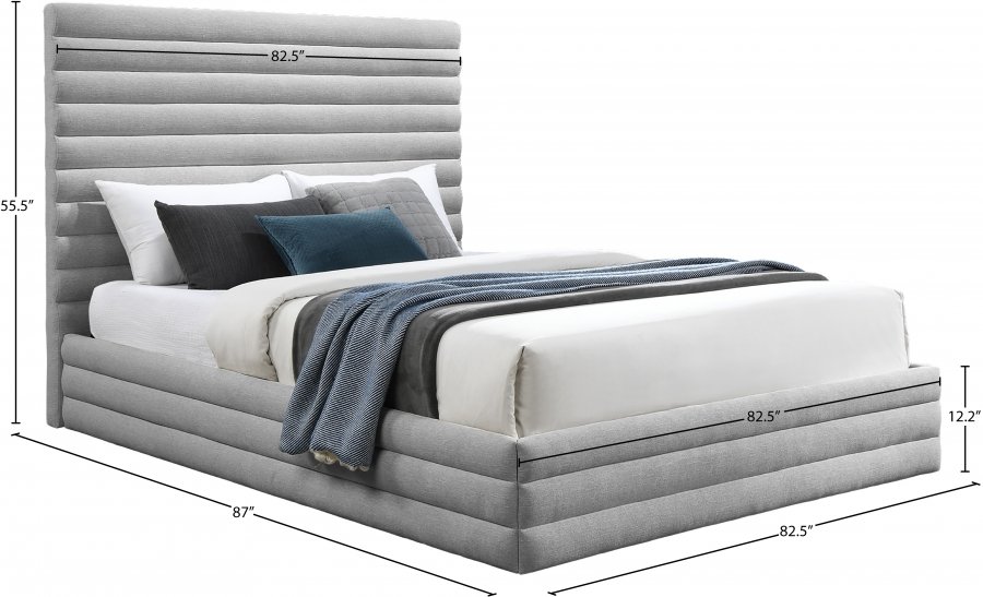 Maxwell Linen Textured Fabric Upholstered Bed - Image 7