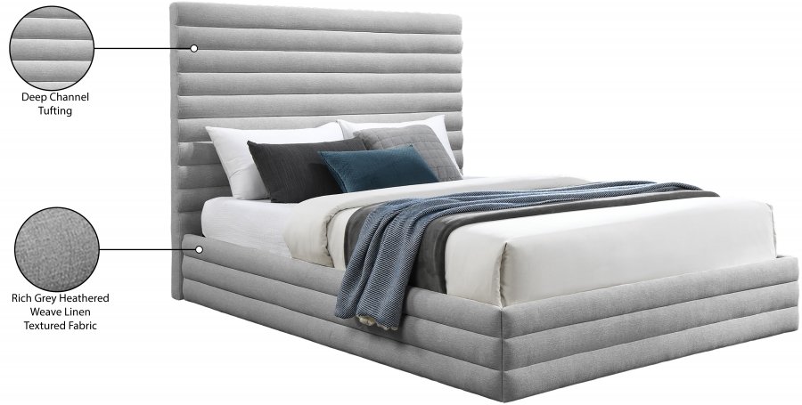 Maxwell Linen Textured Fabric Upholstered Bed - Image 8