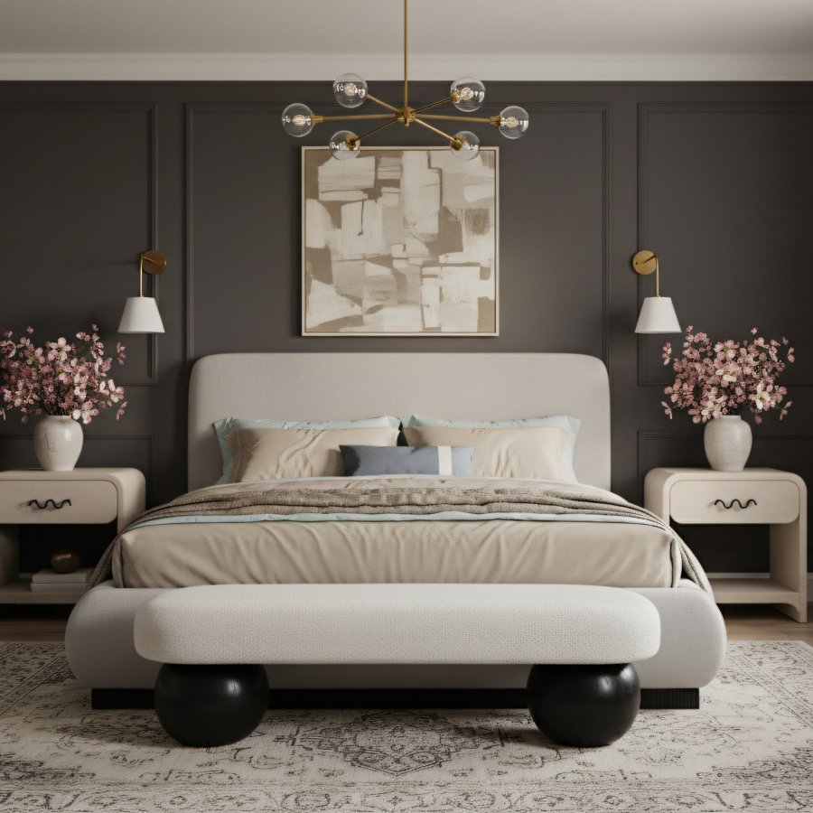 Rigby Linen Textured Fabric Upholstered Bed - Image 2