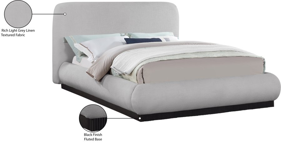 Rigby Linen Textured Fabric Upholstered Bed - Image 10