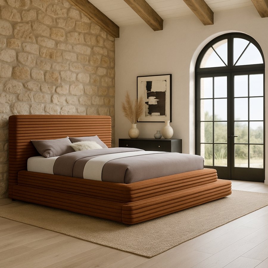 Drew Corduroy Fabric Upholstered Bed - Image 2