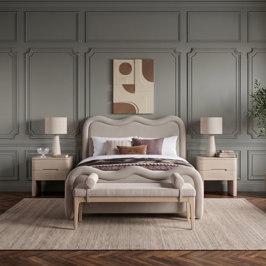 Gavin Chenille Fabric Upholstered Bed - Image 2