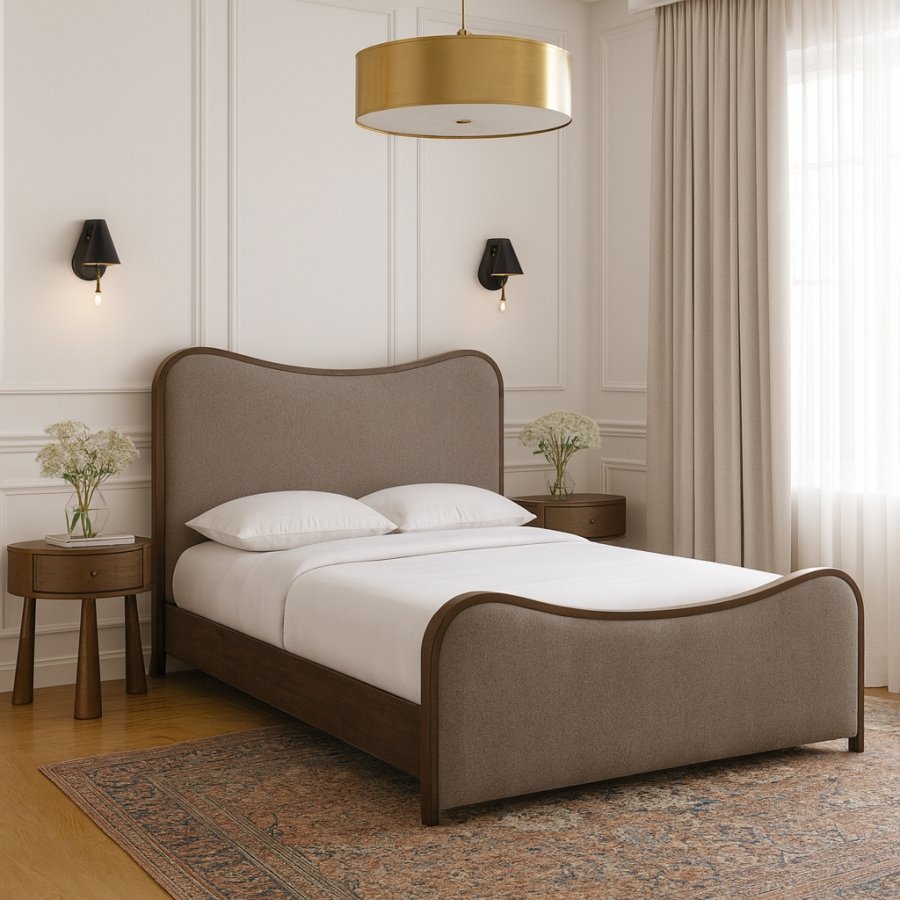 Arvada Linen Textured Fabric Upholstered Bed - Image 2
