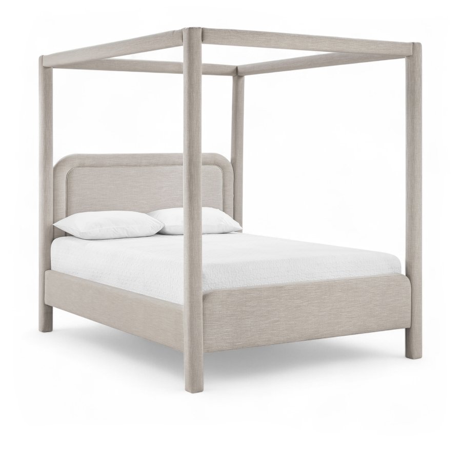 Salina Linen Textured Fabric Upholstered Bed
