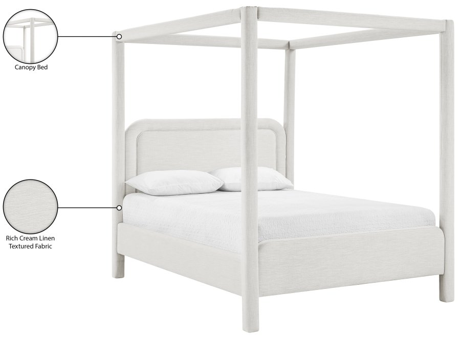 Salina Linen Textured Fabric Upholstered Bed - Image 11