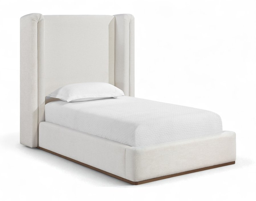 Solange Linen Textured Fabric Upholstered Twin Bed