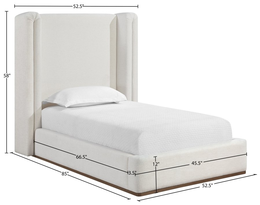 Solange Linen Textured Fabric Upholstered Twin Bed - Image 11