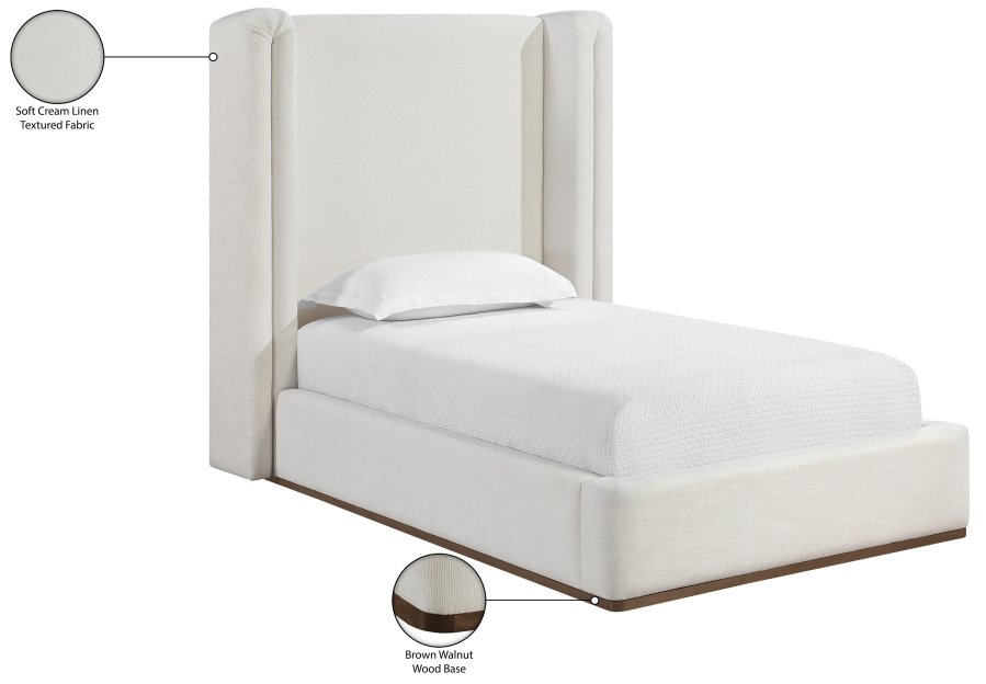 Solange Linen Textured Fabric Upholstered Twin Bed - Image 12