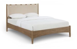 Santos Vegan Leather Headboard and Wood Bed