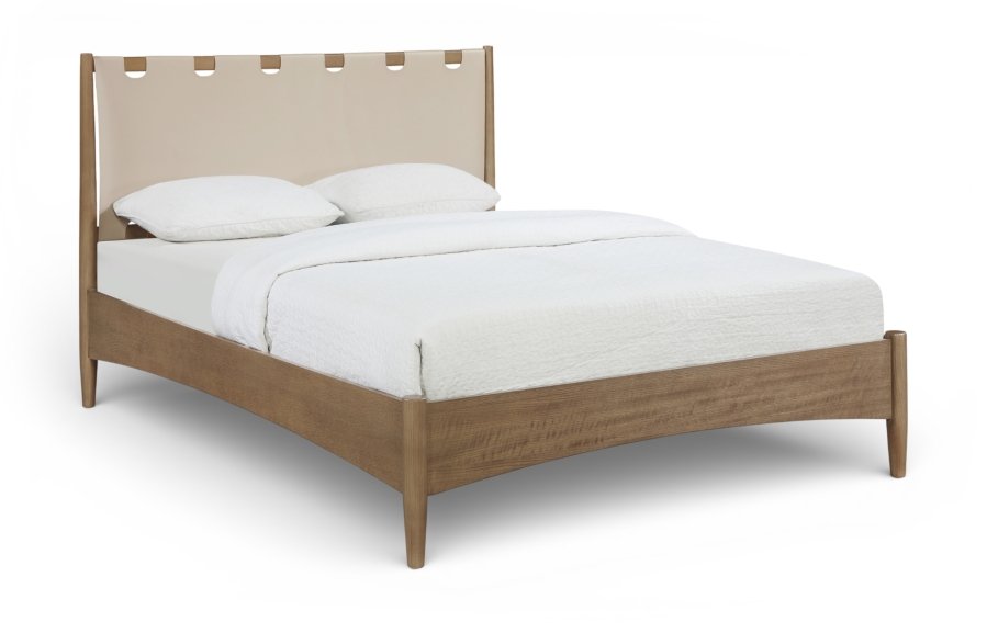 Santos Vegan Leather Headboard and Wood Bed