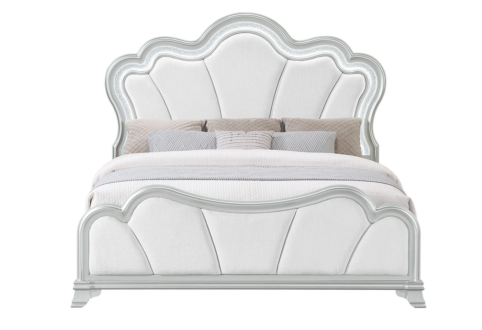 ARIA SILVER QUEEN BED WITH LED