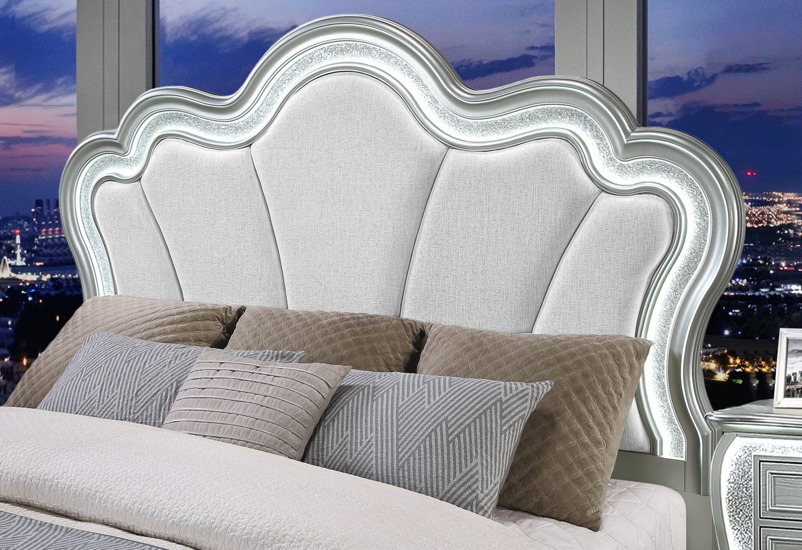 ARIA SILVER KING BED WITH LED - Image 3