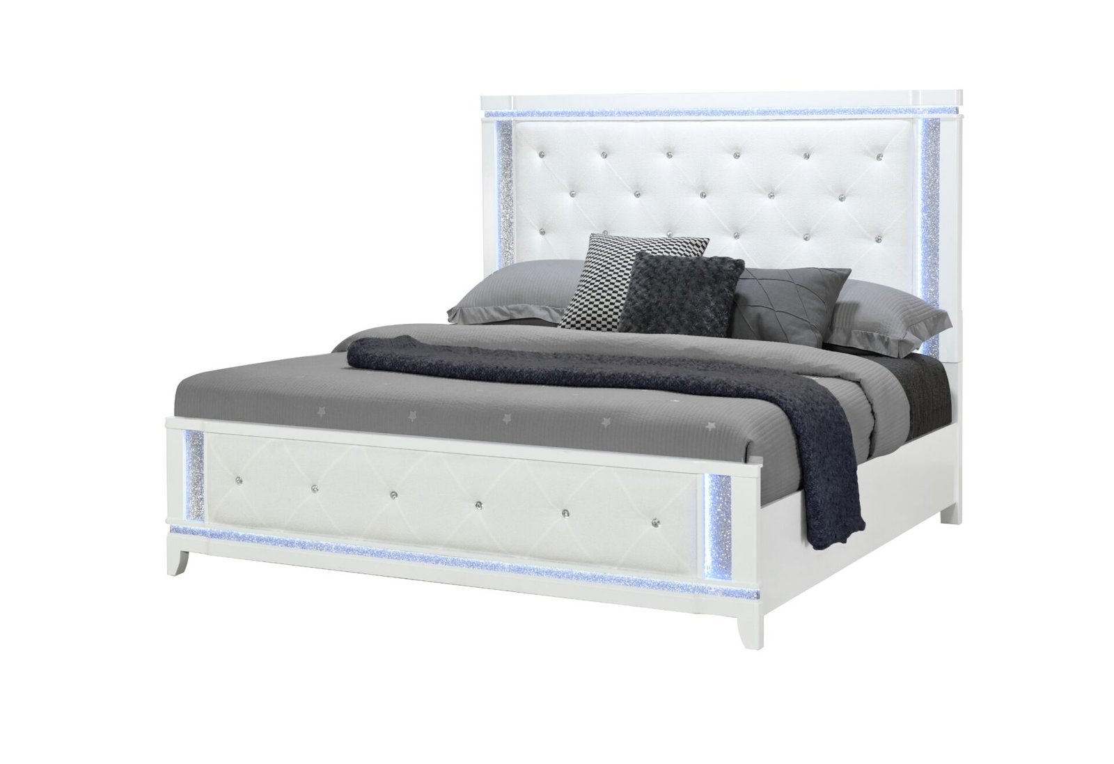ALINA WHITE KING BED WITH LED - Image 2