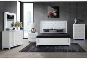 ALINA WHITE FULL BED GROUP WITH LED, COOLER, SPEAKER AND USB