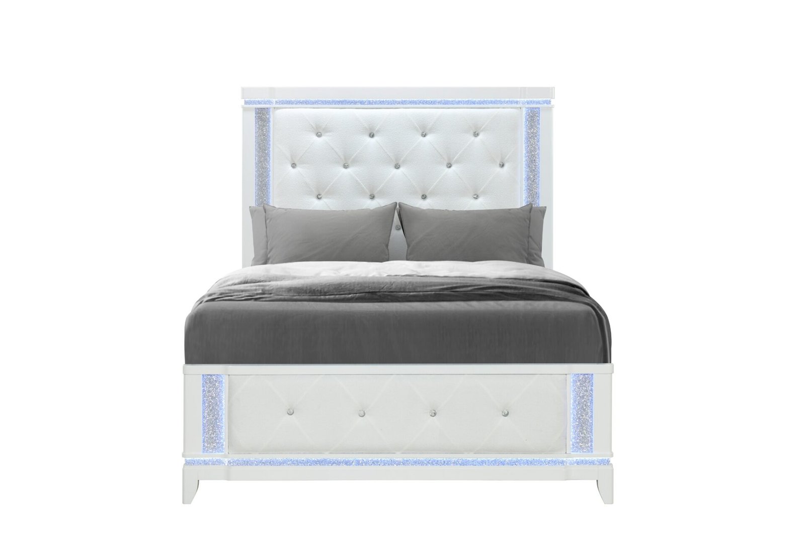 ALINA WHITE FULL BED WITH LED