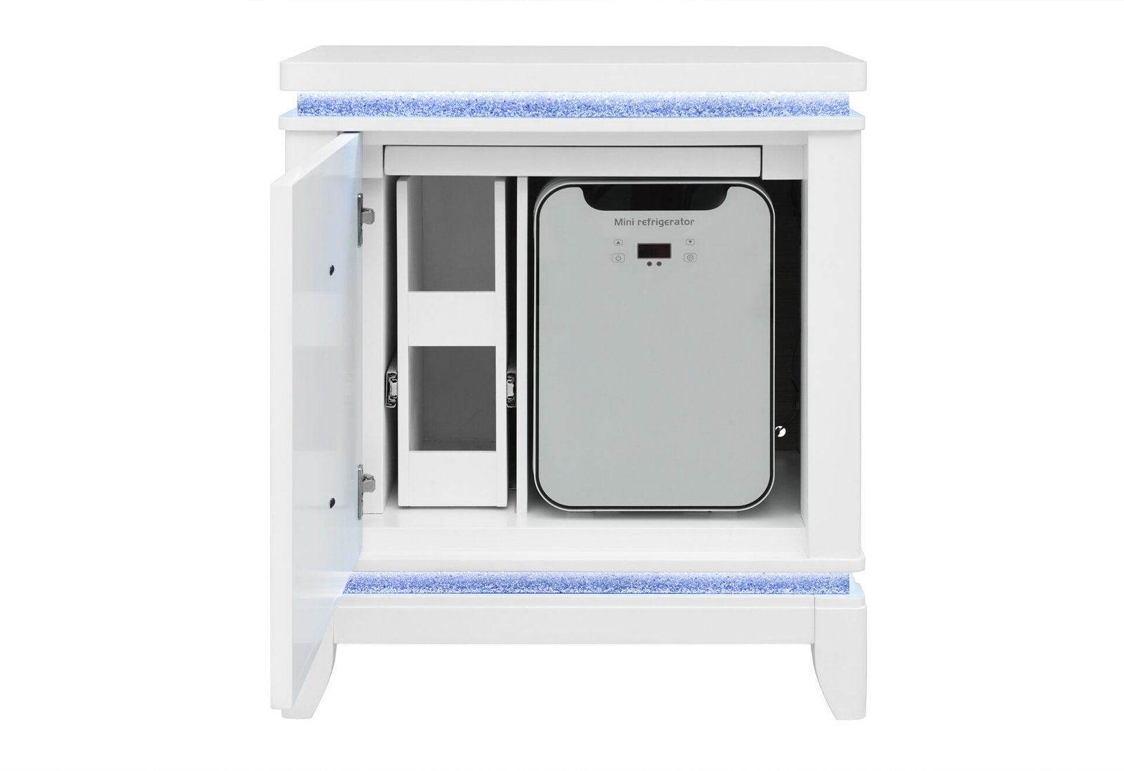ALINA WHITE NIGHTSTAND WITH COOLER, LED, SPEAKER AND USB - Image 2