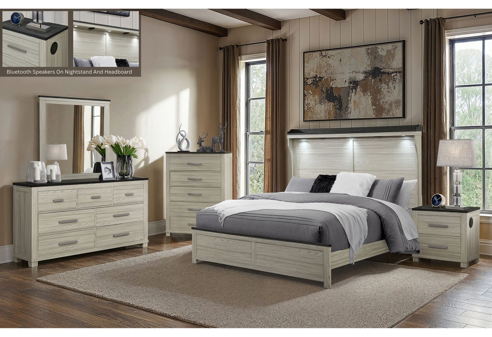 ASHLEY BROWN QUEEN BED GROUP
