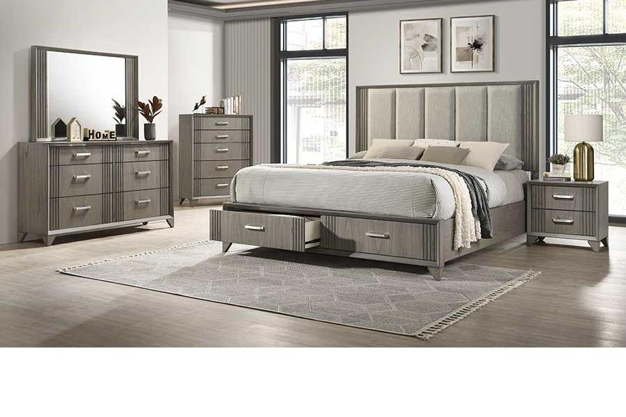 HUGO KING 5 PC BEDROOM SET GRAY