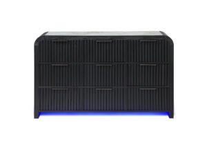 BECKETT WHT/BLK DRESSER W/ LED