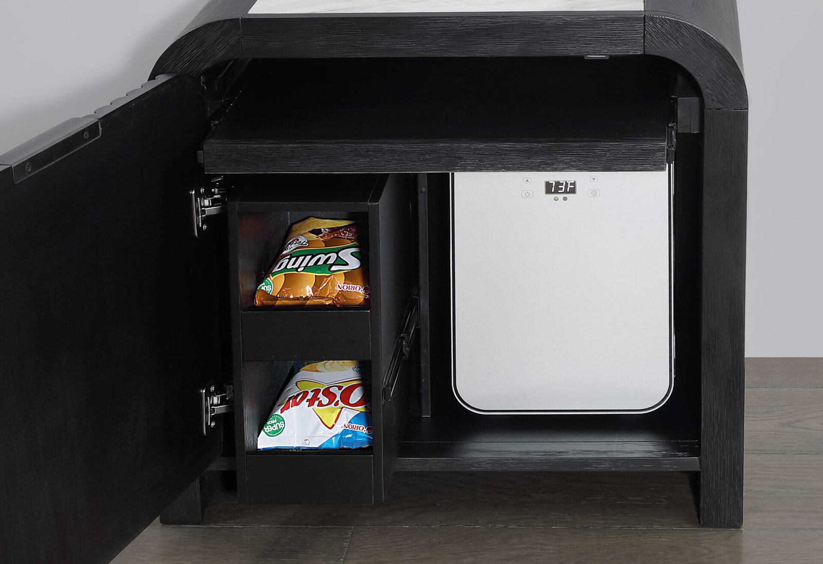BECKETT-WHTBLK-NS-DETAIL-2.jpg BECKETT WHITE/BLACK NIGHTSTAND WITH LED, COOLER AND SPEAKER - Image 4