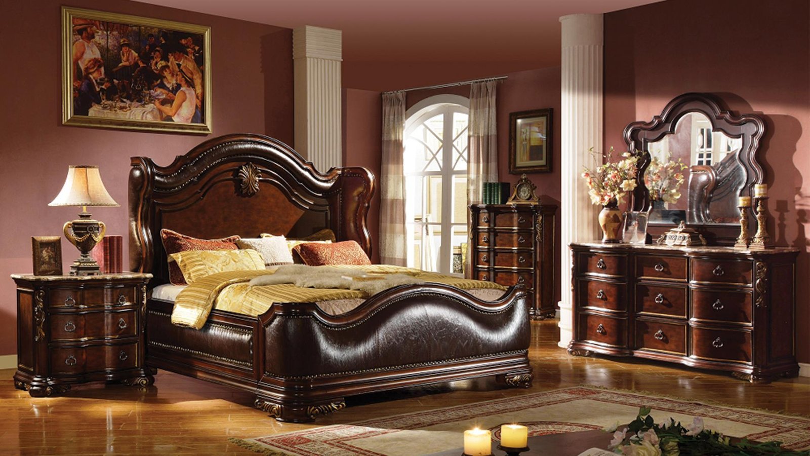 BELLA QUEEN 5 PC BEDROOM SET IN WALNUT